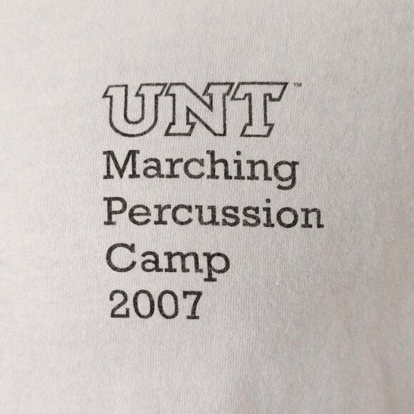 Vintage Drummer T Shirt Mens Size Small White Y2K UNT Marching Percussion Camp - Picture 3 of 7